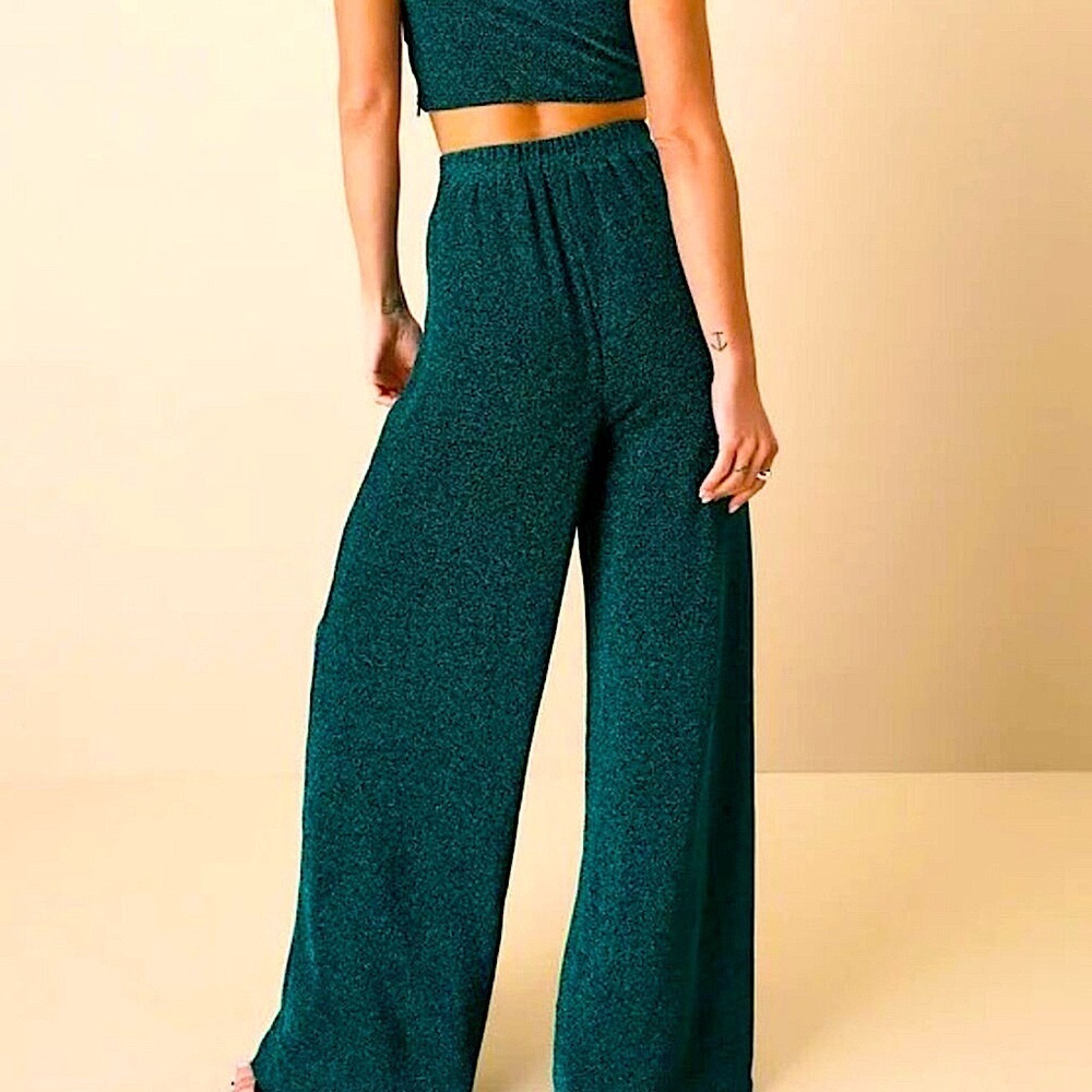 Lulu’s Sparkle with Merriment Black and Teal Green Two-Piece Jumpsuit - Picture 8 of 11